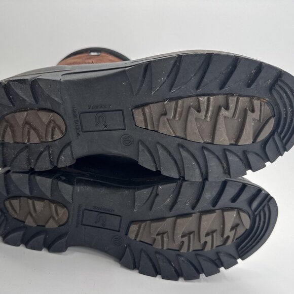 Mens Duck Boots 10 Brown Leather Rubber Mid Front Zip Padded Winter Comfortemp - Picture 3 of 12